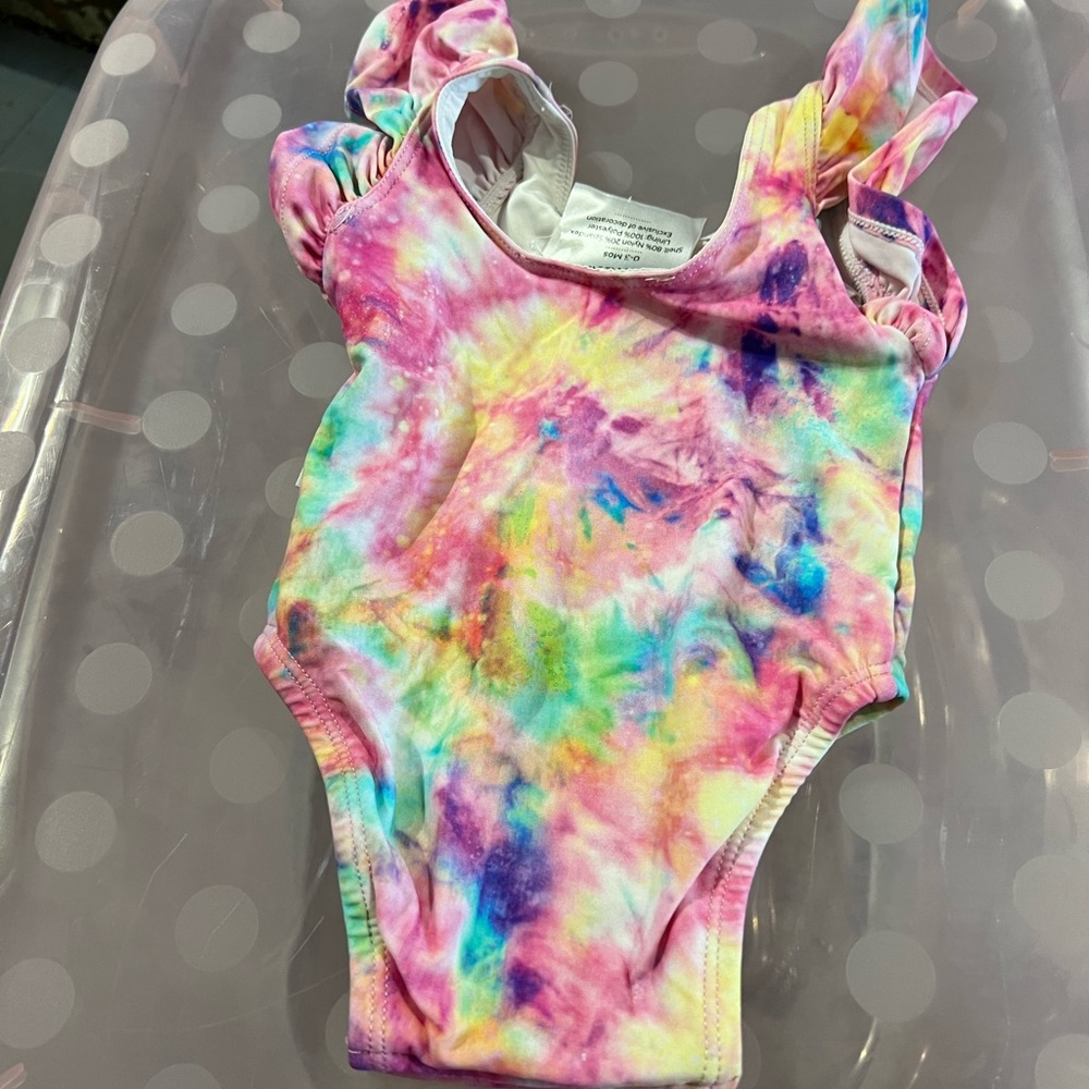 Posh Peanut Tie dye Rainbow one piece swimsuit for baby girl 0-3 - Picture 5 of 5